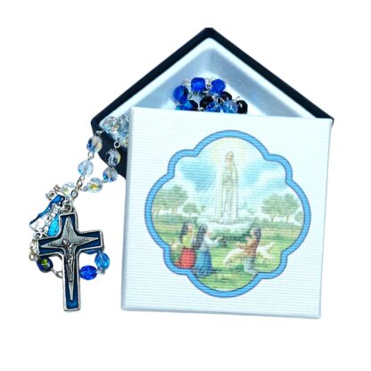 Rosario Madonna di Fatima in cristallo mm. 6 con scatola