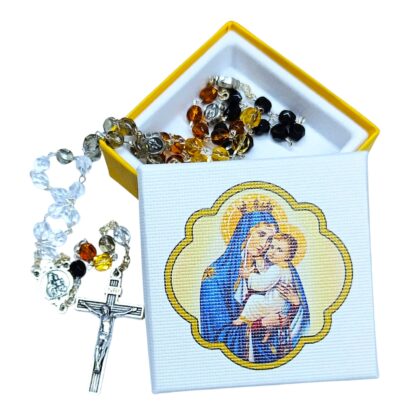 Rosario Madonna del Carmine in cristallo mm. 6 con scatola